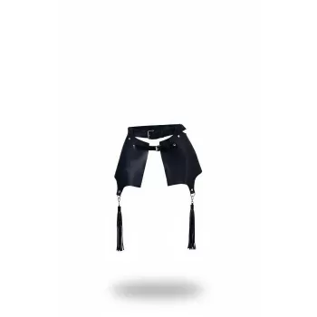 Siyah Kadın Kemer Püskül Detaylı Geniş Deri Bel Aksesuarı - APFT985