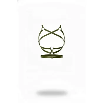 Haki Kadın Kemer Çapraz Bağlamalı Metal Halkalı Vücut Aksesuarı - APFT991