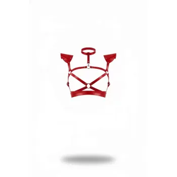 Kırmızı Kadın Kemer Deri Omuz Detaylı Vücut Bağlaması - APFT996