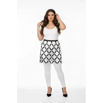 Büyük Beden Siyah Etek Fantazi Deri Görünümlü Metal Halka Detaylı Harness - APFT694