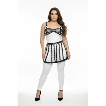 Büyük Beden Siyah Deri Kemer Detaylı Harness Etek Aksesuarı - APFT899