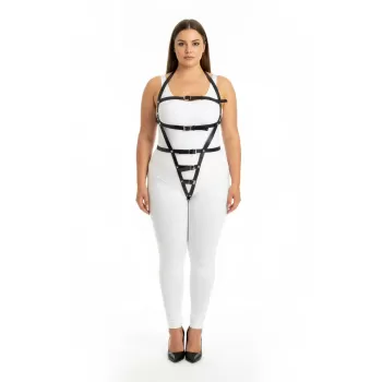 Büyük Beden Siyah Kadın Harness Takım Özel Tasarım Vücut Aksesuarı - APFT790