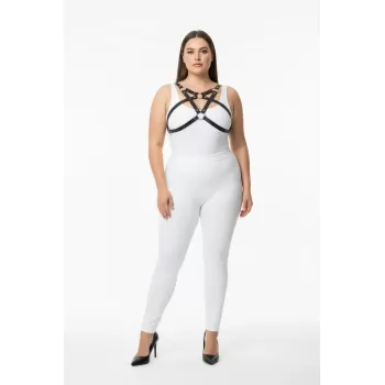 Büyük Beden Siyah Kadın Harness Takım Halka Detaylı Şık Fantezi Aksesuar - APFT1239