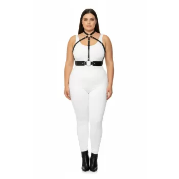 Büyük Beden Siyah Kadın Harness Takım Deri Vücut Aksesuarı Şık Kombin Tamamlayıcı - APFT1334