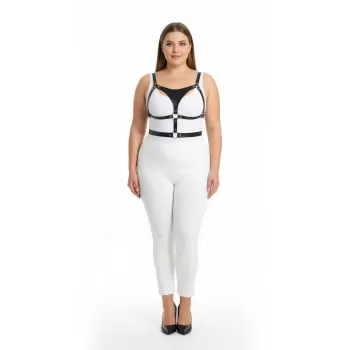 Büyük Beden Siyah Kadın Harness Takım Ayarlanabilir Deri Kombin Aksesuarı - APFT1388