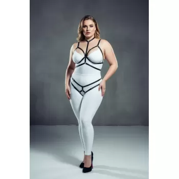 Büyük Beden Siyah Kadın Full Body Lastik Harness Takım Fantazi Aksesuar - APFT144