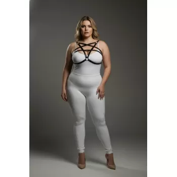 Büyük Beden Siyah Kadın Deri Göğüs Harness Takımı Şık Vücut Aksesuarı - APFT167