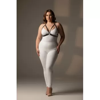 Büyük Beden Siyah Kadın Deri Harness Halka Detaylı Şık Kombin Aksesuarı - APFT200