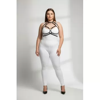 Büyük Beden Siyah Kadın Harness Takım Halka Detaylı Giyim Üzeri Aksesuar - APFT330