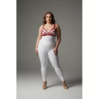 Büyük Beden Kırmızı Kadın Deri Sütyen Harness Takım Şık Fantazi Aksesuar - APFT733