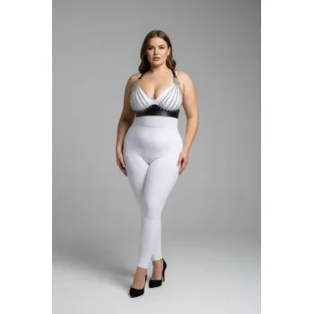 Büyük Beden Siyah Kadın Harness Takım Zincir Detaylı Deri Fantezi Aksesuar - APFT964