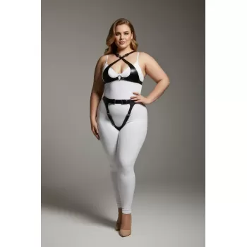 Büyük Beden Siyah Kadın Deri Harness Takım Jartiyer Detaylı - APFT1130
