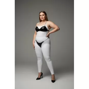 Büyük Beden Siyah Kadın Harness Takım Zincir Detaylı Fantazi Deri Görünümlü - APFT1169