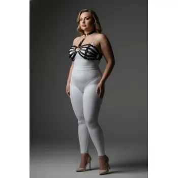 Büyük Beden Siyah Kadın Harness Takım Zincir ve Halka Detaylı Fantezi Aksesuar - APFT1408