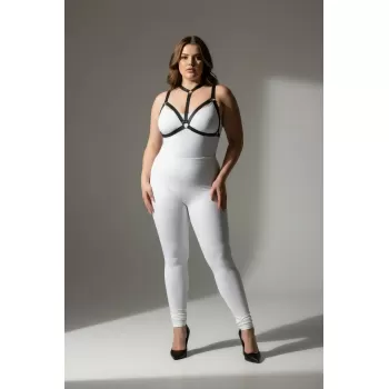 Büyük Beden Siyah Kadın Lastik Harness Şık Vücut Aksesuarı - APFT93