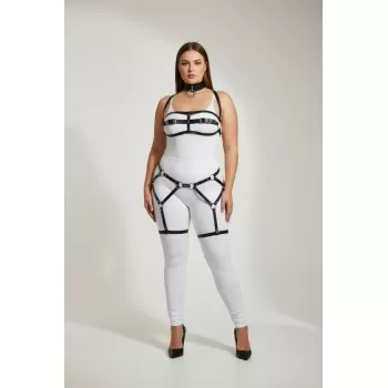 Büyük Beden Siyah Kadın Jartiyer Harness Takım Tasmalı Deri Vücut Aksesuarı - APFT242
