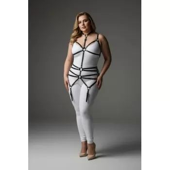 Büyük Beden Siyah Kadın Deri Jartiyer Harness Büstiyer Tarzı Fantazi Aksesuar - APFT262