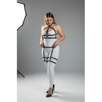 Büyük Beden Siyah Kadın Jartiyer Harness Takımı Ayarlanabilir Fantezi Aksesuarı - APFT272