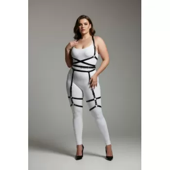 Büyük Beden Siyah Kadın Deri Jartiyer Harness Vücudu Saran Şık Kombin Aksesuarı - APFT274