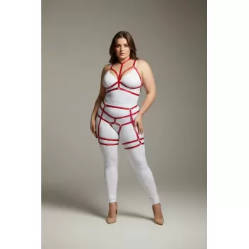 Büyük Beden Kırmızı Kadın Jartiyer Harness Vücudu Saran Fantazi Deri Aksesuar - APFT142