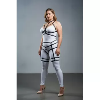 Büyük Beden Siyah Kadın Jartiyer Harness Vücudu Saran Şık Fantazi Aksesuar - APFT142