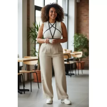 Büyük Beden Siyah Kadın Kemer Yıldız Detaylı Deri Harness Vücut Aksesuarı - APFT180