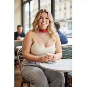 Büyük Beden Kırmızı Kadın Deri Kemer Zincir Püskül Detaylı Şık Aksesuar - APFT629