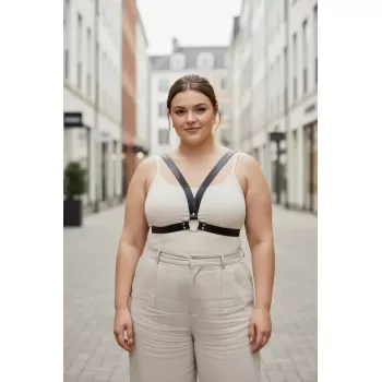 Büyük Beden Siyah Kadın Kemer Deri Harness Stil Kombin Tamamlayıcı - APFT633