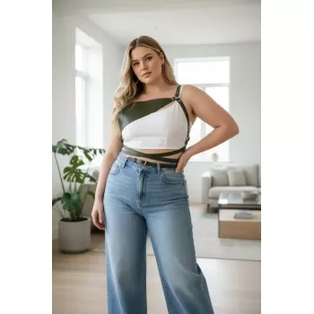 Büyük Beden Siyah Kadın Kemer Korse Tarzı Deri Harness - APFT903