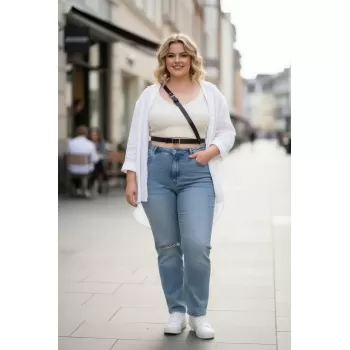 Büyük Beden Siyah Kadın Deri Kemer Vücut Aksesuarı Tarzında Askılı Model - APFT917