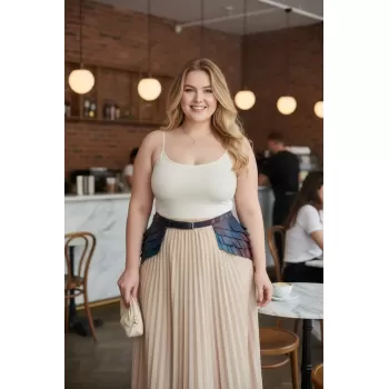 Büyük Beden Siyah Kadın Kemer Kalın Korse Tipi Deri Estetik Tasarım - APFT1254