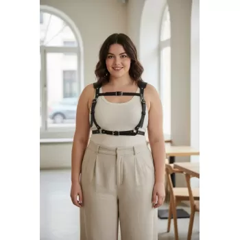 Büyük Beden Siyah Kadın Kemer Korse Stil Deri Vücut Aksesuarı - APFT1269