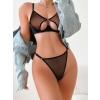 Siyah Tül İç Çamaşır Takımı Erotik Model