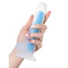 Mavi Matt Glow Gece Parlayan Dildo Silikon Şeffaf 18 Cm