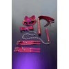 Kırmızı Fantezi Set Kırbaç Kelepçe Tasma Maske Takım