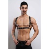 D Halka Detaylı Şık Erkek Göğüs Deri Harness