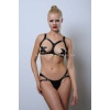 Göğüsleri Açık Şık Deri Harness İç Giyim Takım