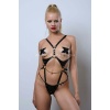 Ağ Bölgesi Açık Deri Body Harness Fantezi Giyim Clubwear