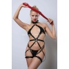 Kırmızı Kırbaçlı Deri Harness Full Body Erotik İç Giyim