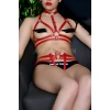 Ağ Kısmı Açık Fantezi Deri Külot Ve Göğüs Harness Set