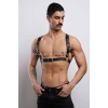 D Halka Detaylı Şık Erkek Göğüs Deri Harness