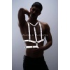 Reflektörlü Göğüs Harness Clubwear Tarz Vücut Aksesuar
