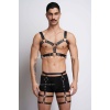 Erkek Deri Göğüs ve Bacak Harness Takım