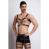 Erkek Deri Göğüs ve Bacak Harness Takım