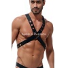 Yuvarlak Detaylı X Harness - Şık Erkek Göğüs Harness, Deri Harness - APFTM221