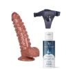 Censan Belden Bağlamalı Kayganlaştırıcı Set Noctis 24cm Kahverengi Dildo No:40