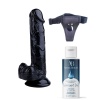 Censan Belden Bağlamalı Kayganlaştırıcı Set Noctis 20cm Siyah Dildo No:17