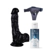 Censan Belden Bağlamalı Kayganlaştırıcı Set Noctis 18cm Siyah Dildo No:5