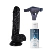 Censan Belden Bağlamalı Kayganlaştırıcı Set Noctis 18cm Siyah Dildo No:46
