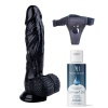 Censan Belden Bağlamalı Kayganlaştırıcı Set Noctis 22,5cm Siyah Dildo No:13